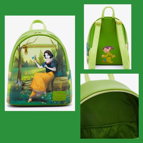 Loungefly Disney Snow White And The Seven Dwarfs  Mini Backpack Green - Picture 1 of 8